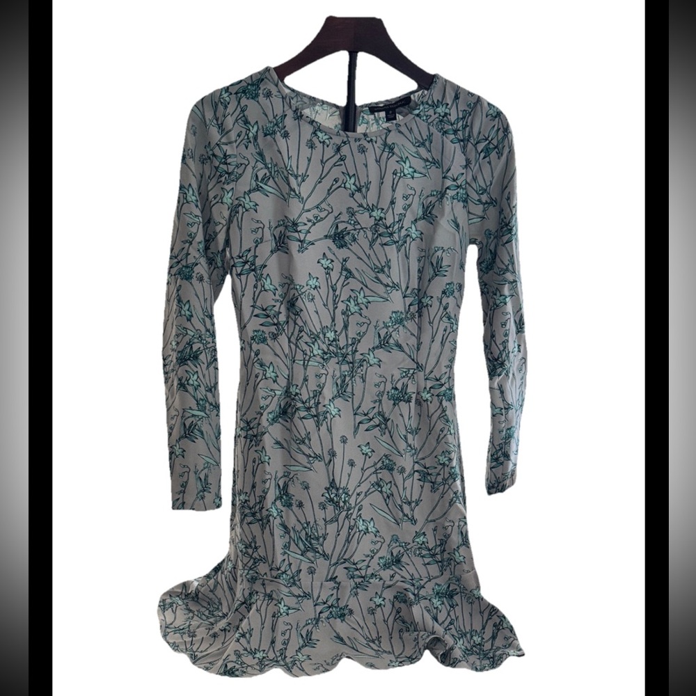 Banana Republic Teal Floral Long Sleeve Dress